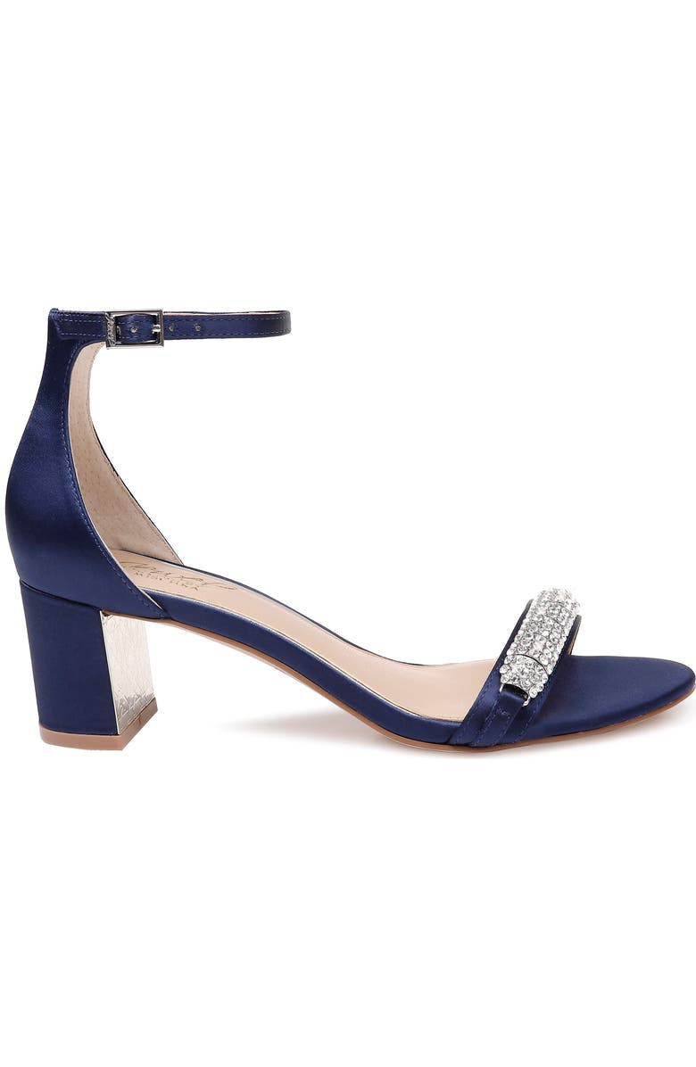 Jewel Badgley Mischka Ramsay Ankle Strap Sandal, Alternate, color, Navy Satin