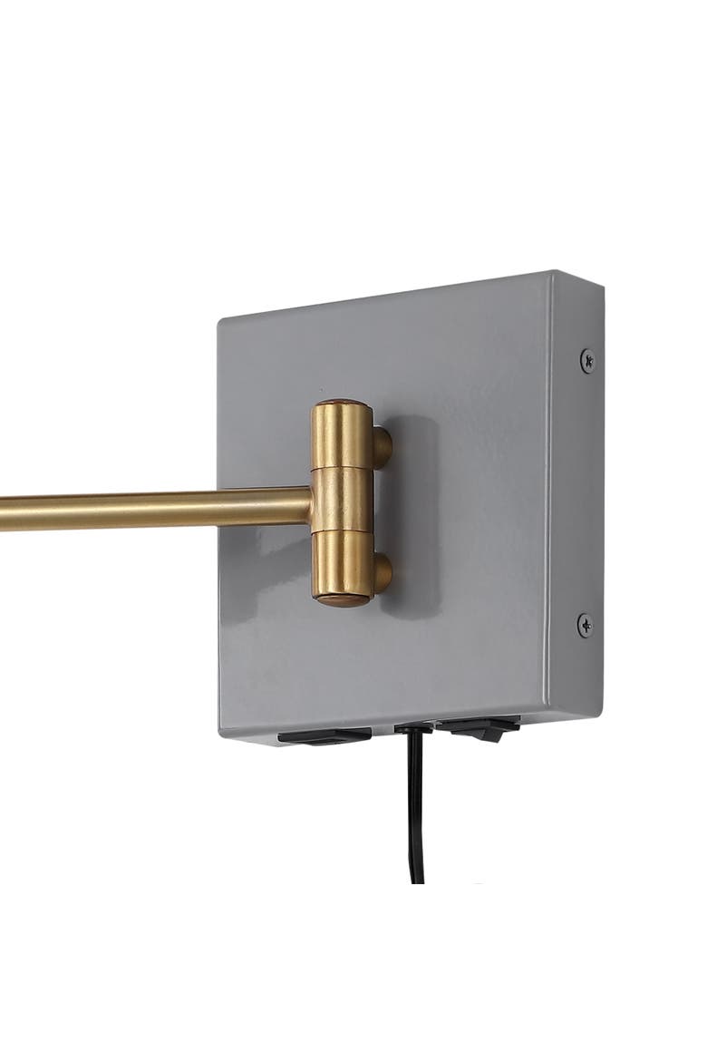 Hygge Swing Arm 1-Light Modern Midcentury Iron USB Charging Port LED Sconce, Alternate, color, Gray