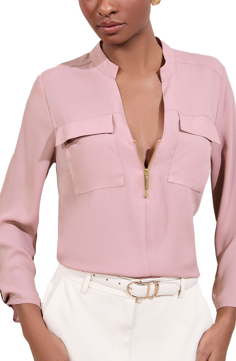 Lipsy Half Zip Utility Top, Alternate, color, Pink