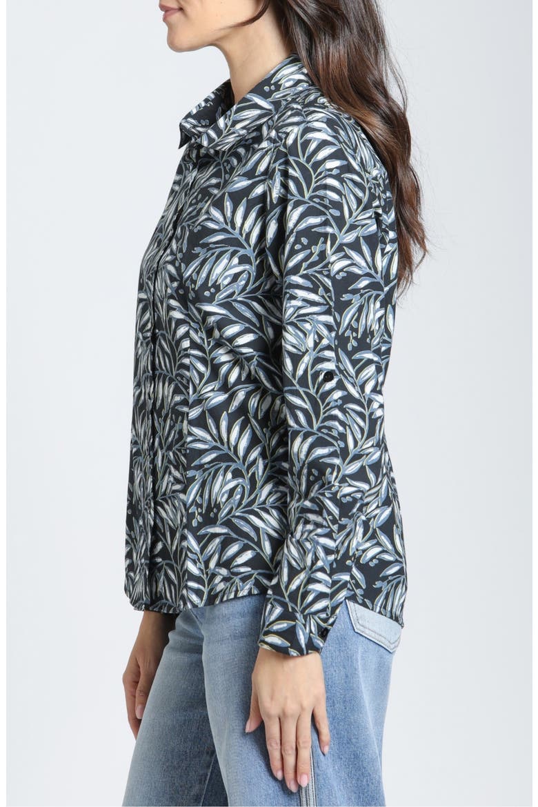 Long Sleeve Cotton Button-up Shirt, Alternate, color, ONYX/SILVER