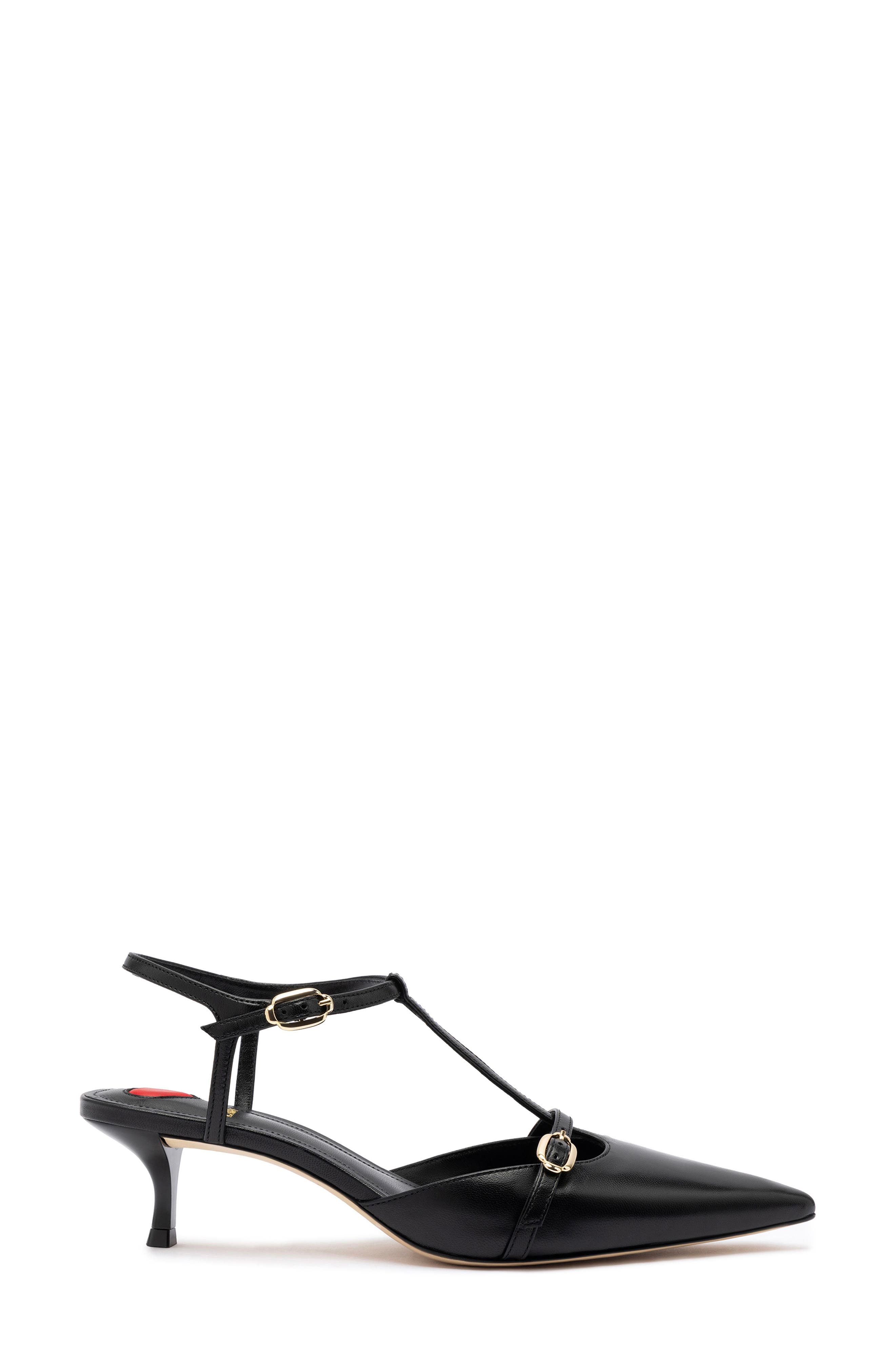 Larroudé Grace Ankle Strap Pointed Toe Kitten Heel Pump, Alternate, color, 