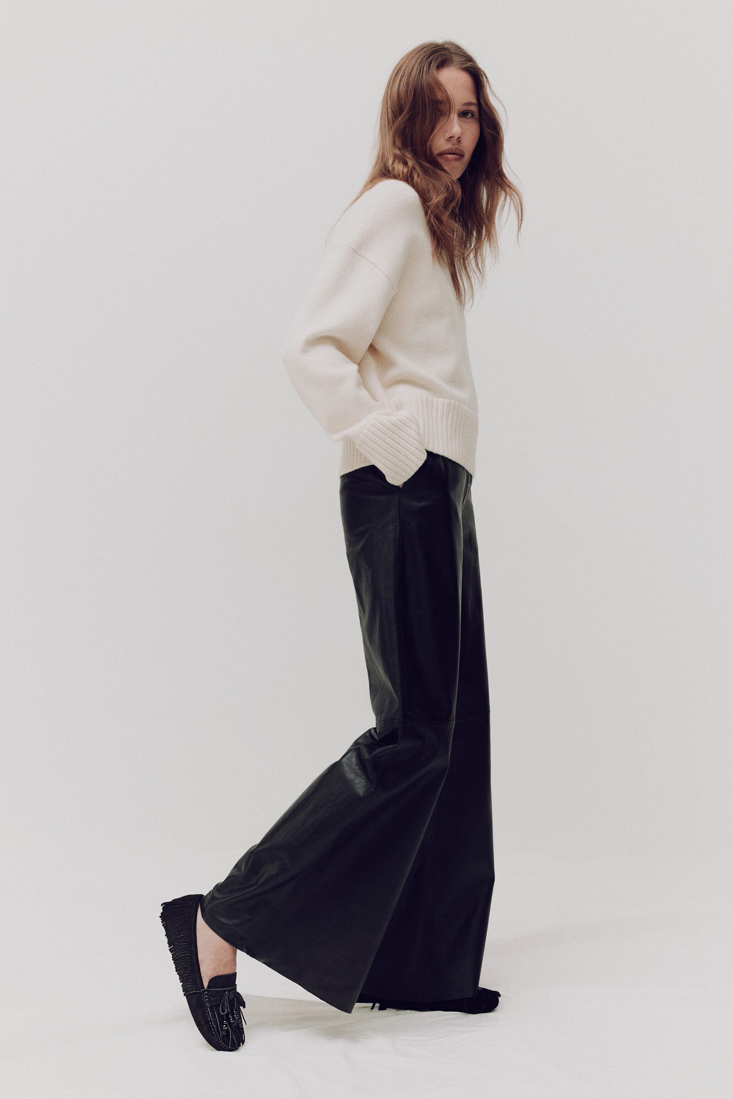 H&M Fringed Loafers, Alternate, color, Black