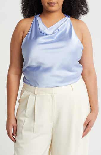 Open Back Ruched Sleeveless Satin Top