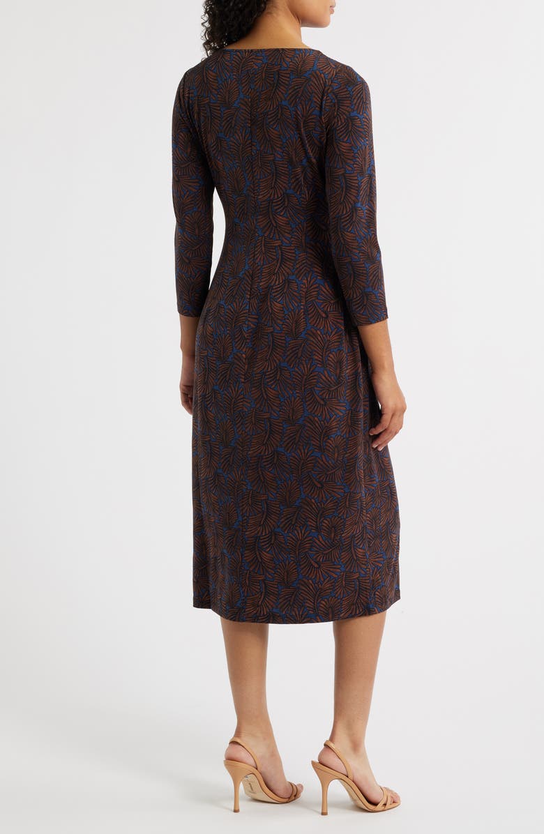 NIC+ZOE Feather Fern Long Sleeve Knit Midi Dress, Alternate, color, Brown Multi