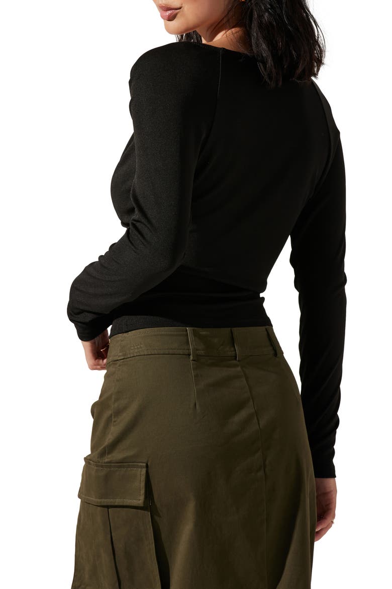 Sweetheart Faux Wrap Jersey Top, Alternate, color, BLACK