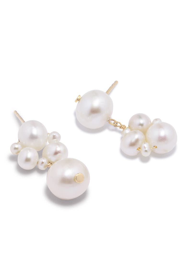 Freshwater Pearl Drop Earrings, Alternate, color, 18CT GOLD PLATED
