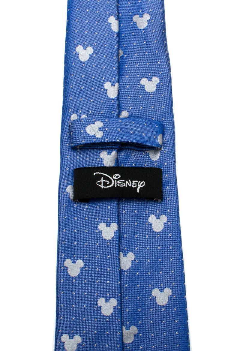 Mickey Mouse Pin Dot Silk Tie, Alternate, color, BLUE/ GREY