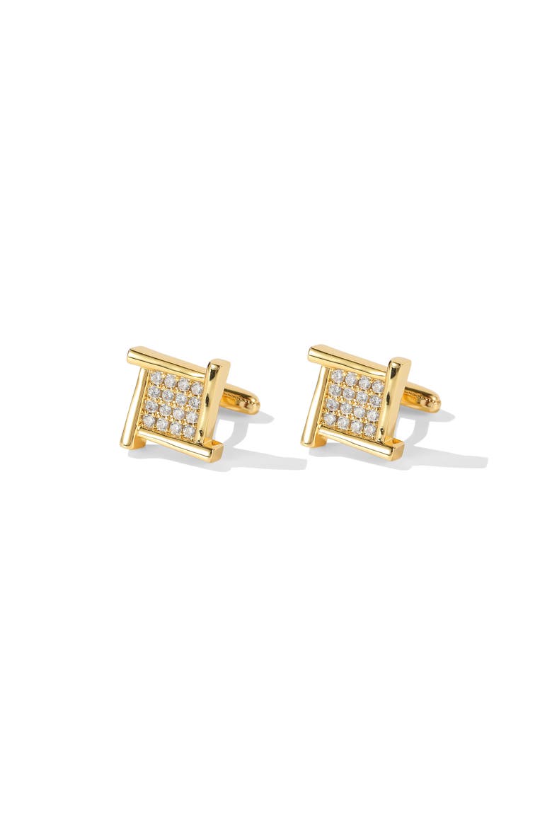 Atlas Square Cufflinks, Main, color, Gold/Clear