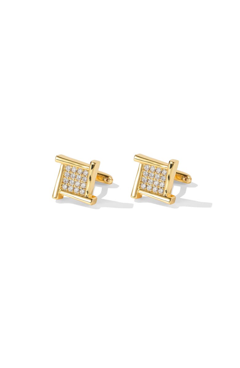 Classicharms Atlas Square Grid Cufflinks, Main, color, Gold/Clear