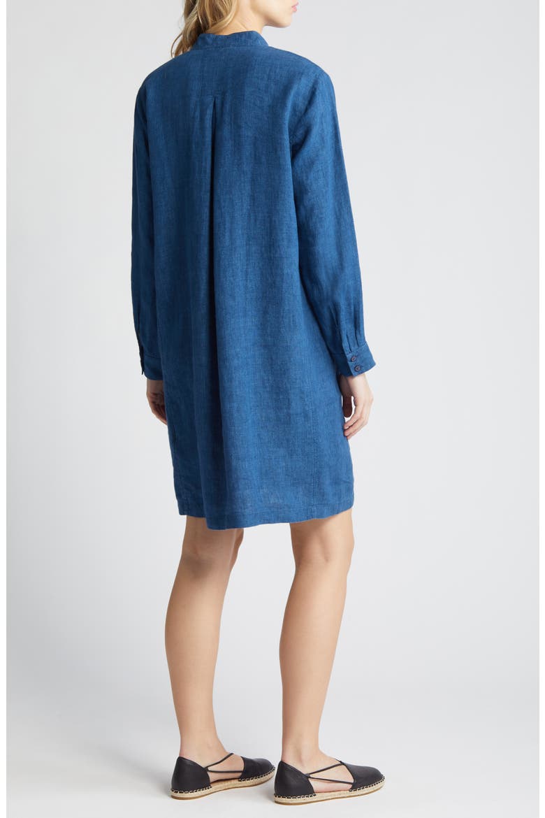Long Sleeve Organic Linen Shift Dress, Alternate, color, ATLAN