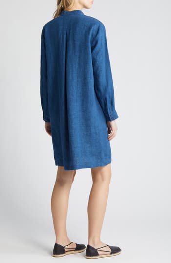 Long Sleeve Organic Linen Shift Dress