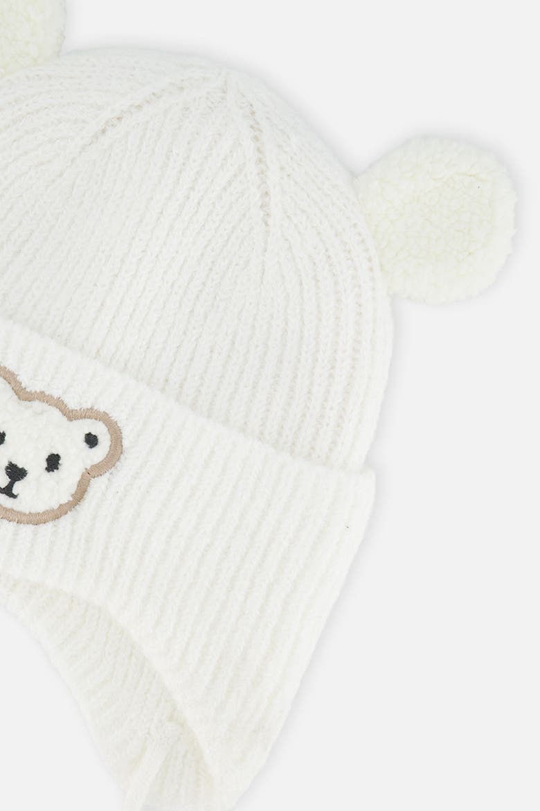 Teddy Bear Ear Flap Fleece Lined Winter Knit Hat, Alternate, color, Off-White