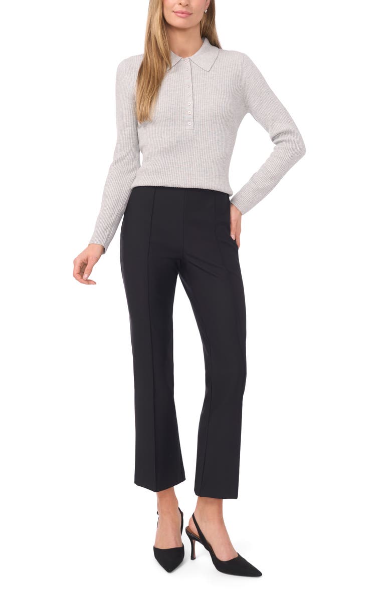 Ted Baker Jalia Rib Polo Sweater, Alternate, color, Pearl Heather