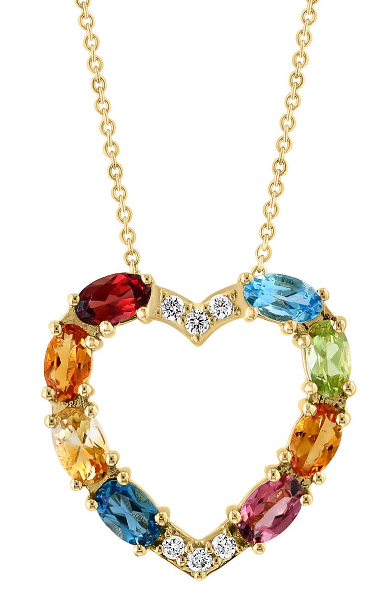 EFFY 14K Gold Mixed Gem Heart Pendant Necklace, Alternate, color, 