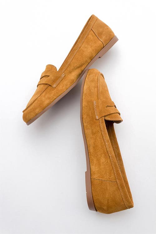 Forever & Always Shoes Dorothy Leather Loafer In Mustard Suede