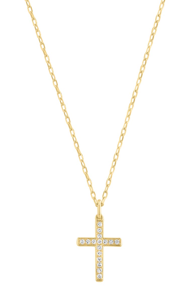 14K Yellow Gold Plated Sterling Silver Diamond Cross Pendant Necklace, Alternate, color, GOLD