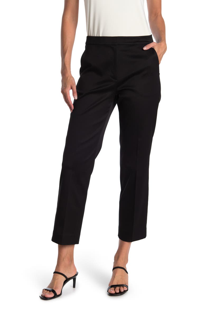 ST JOHN BASICS Stretch Cotton Twill Tapered Pants, Main, color, BLACK