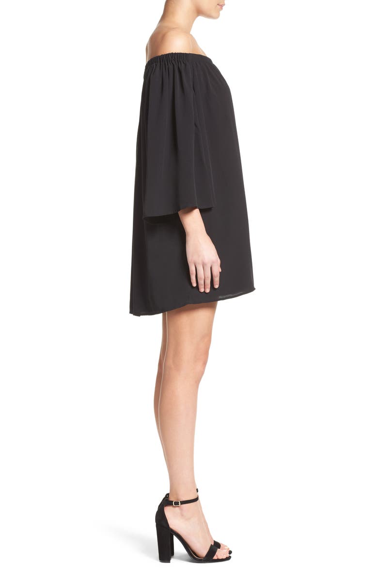Polly Off the Shoulder Dress, Alternate, color, BLACK