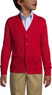 Lands' End School Uniform Boys Cotton Modal Button Front Cardigan Sweater