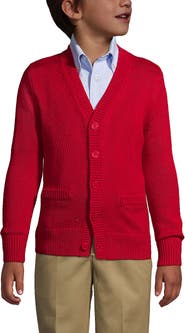 Lands' End School Uniform Boys Cotton Modal Button Front Cardigan Sweater