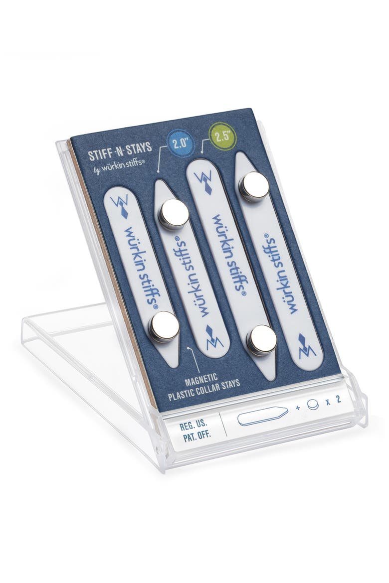Stiff-N-Stays Magnetic Collar Stays - Set of 2, Main, color, WHITE