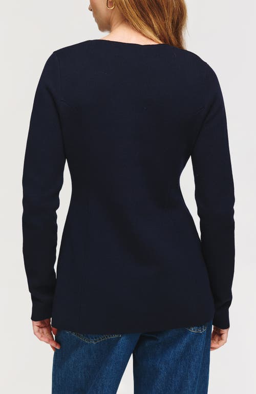 Aligne Daphne Split Hem Organic Cotton & Wool Blend Cardigan In Blue