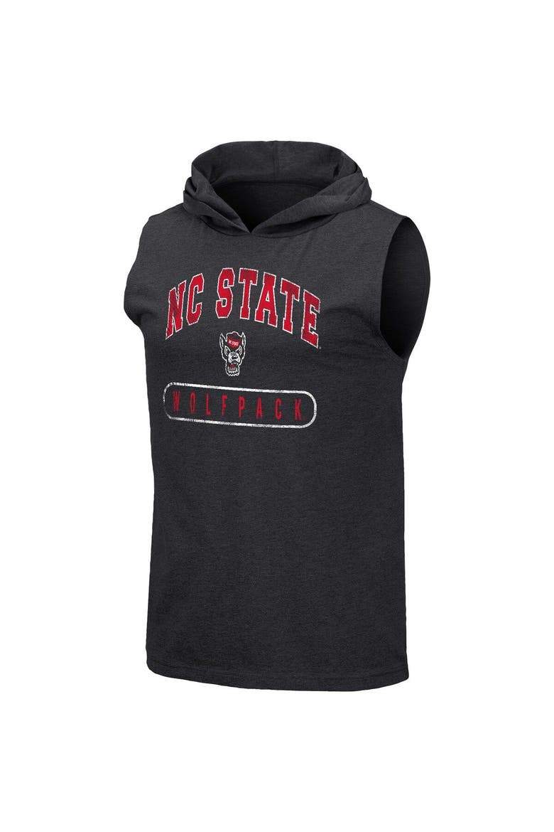 Men's Colosseum Heather Black NC State Wolfpack Varsity Team Hoodie Tank Top, Alternate, color, Black