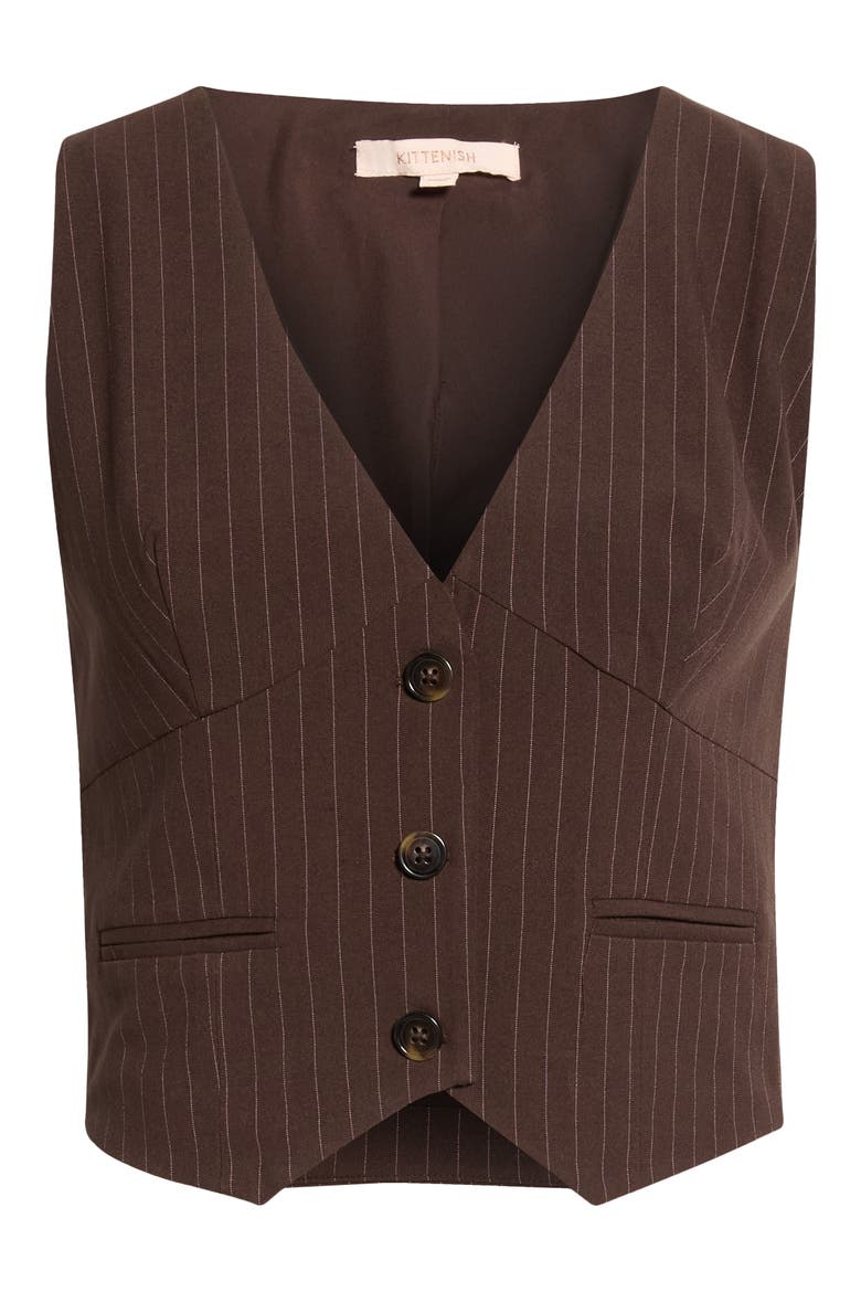 Pinstripe Button Front Vest, Main, color, CHOCOLATE PINSTRIPE