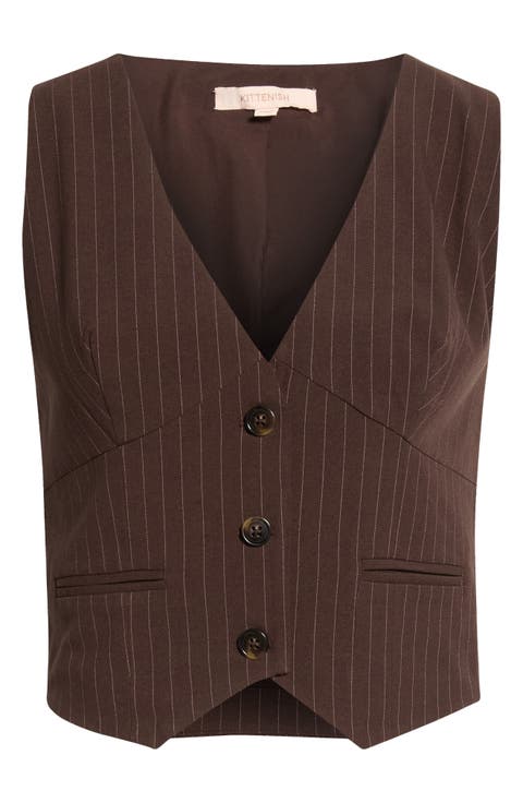 Pinstripe Button Front Vest