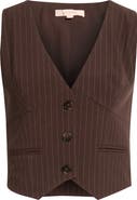 KITTENISH Pinstripe Button Front Vest