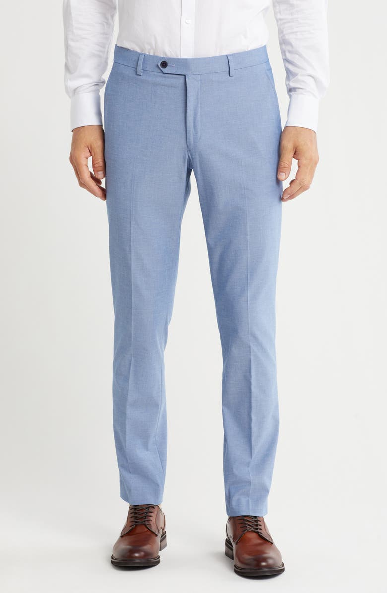 Tommy Hilfiger Solid Flat Front Suit Pants, Main, color, Blue
