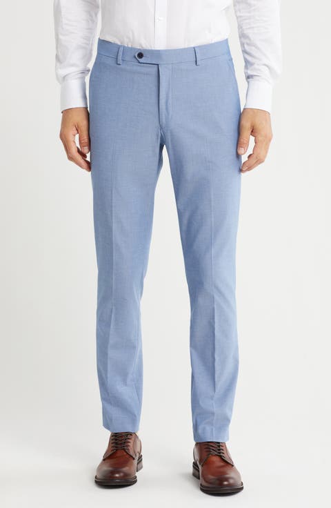 Solid Flat Front Suit Pants