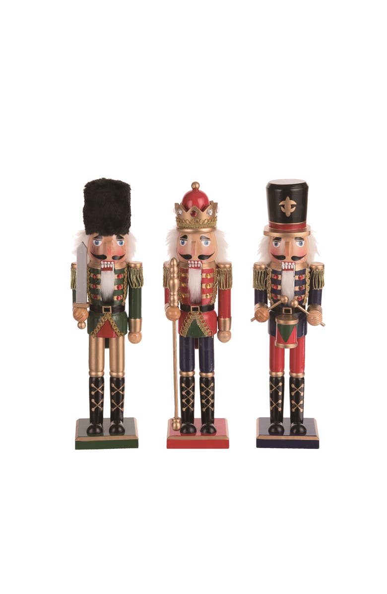Transpac Wood Royal Nutcracker Figurine Set of 3 Colorful Decor, Main, color, Red