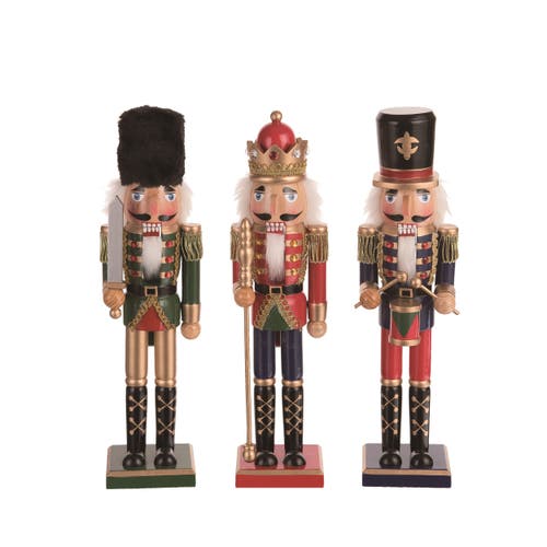 Transpac Wood Royal Nutcracker Figurine Set Of 3 Colorful Decor In Multi