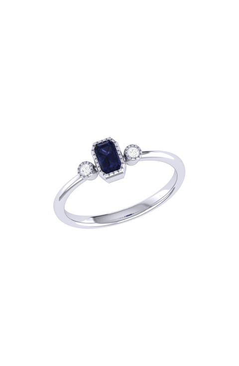 La Vie Emerald Cut Sapphire & Diamond Ring - 0.04ct.