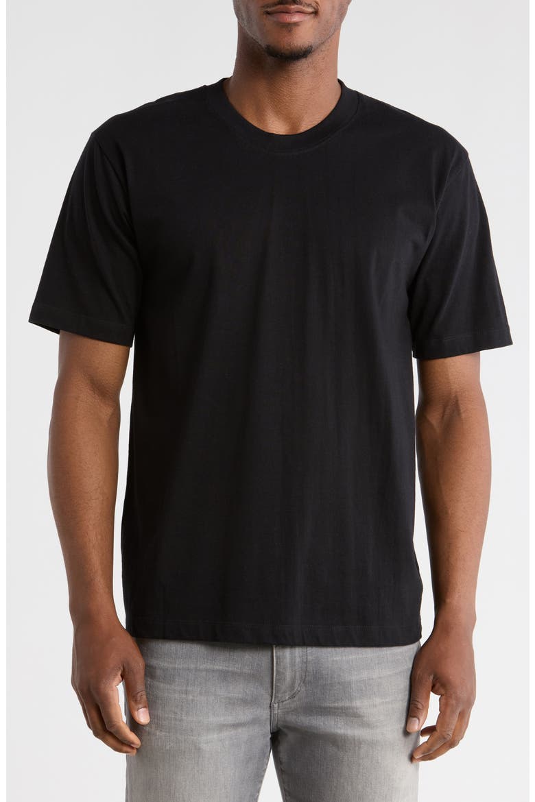 Oversize Stretch Cotton T-Shirt, Main, color, BLACK