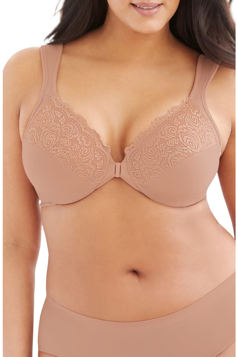 WonderWire® Front Close Underwire Bra, Main, color, BROWN