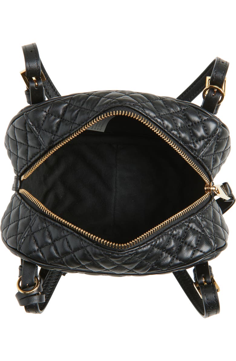 Versace Mini Tag Bowling Quilted Leather Shoulder Bag, Alternate, color, Black Versace Gold