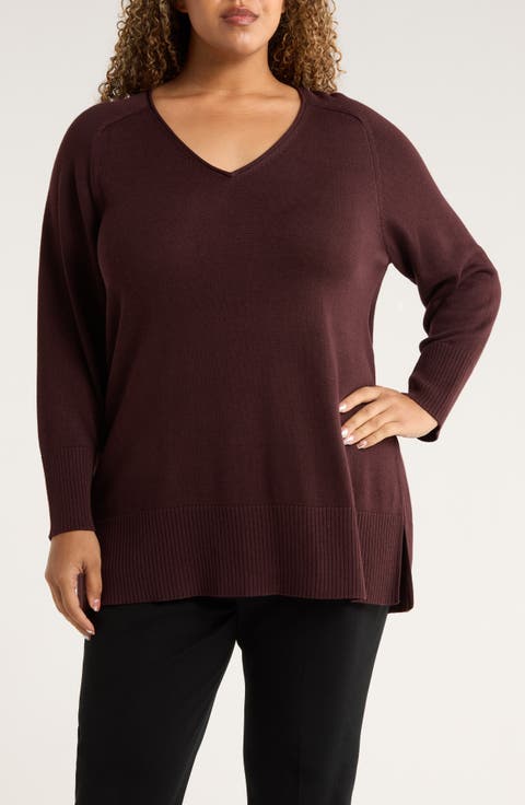 V-Neck Cotton Blend Sweater