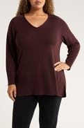 Eileen Fisher V-Neck Cotton Blend Sweater