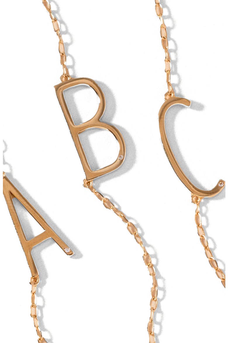 Gold Elongated Initial Pendant Necklace, Alternate, color, Gold - B