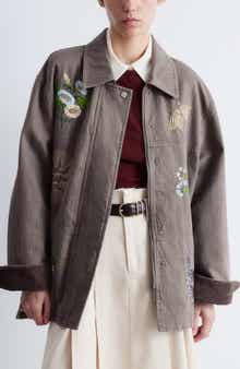 & Other Stories Embroidered Cotton Shirt Jacket