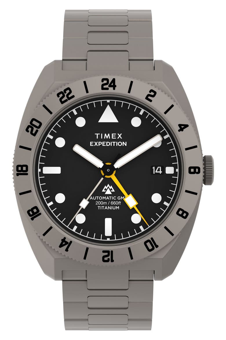 Expedition Pioneer Titanium GMT Automatic Bracelet Watch, 41mm, Main, color, TITANIUM