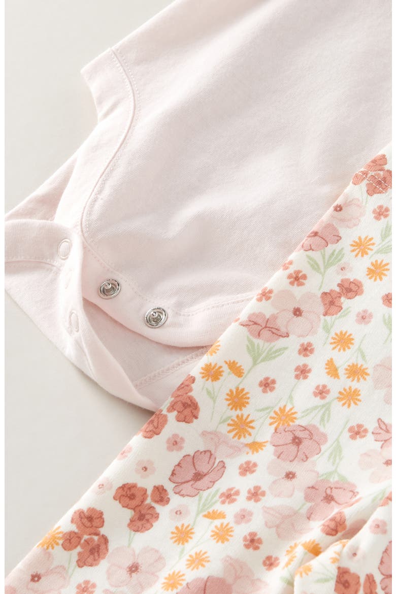 Ruffle Embroidered Collar Bodysuit & Leggings, Alternate, color, IVORY POPPY GARDEN- PINK