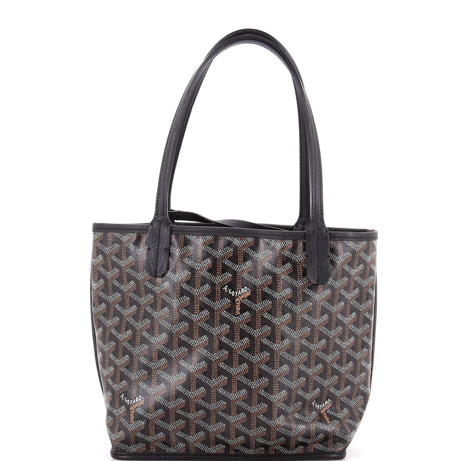 Pre-Owned Goyard Anjou Reversible Tote Coated Canvas Mini, Main, color, Black