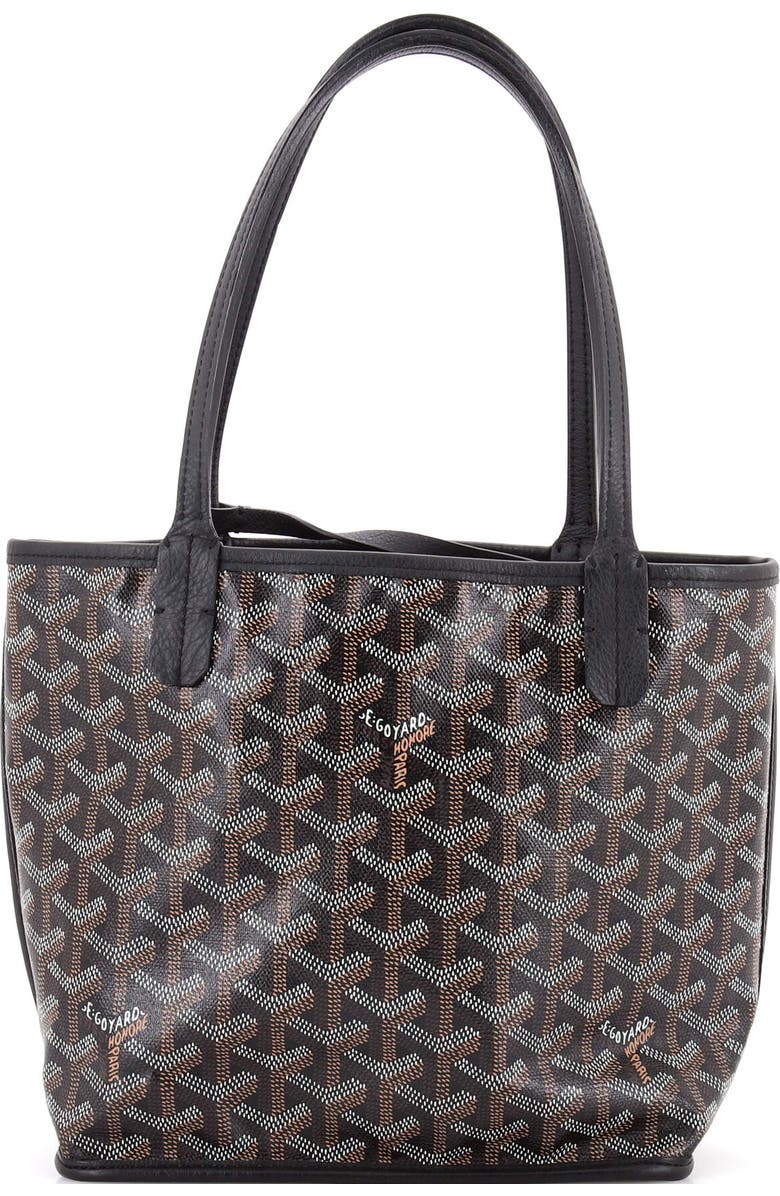 Pre-Owned Goyard Anjou Reversible Tote Coated Canvas Mini, Main, color, Black