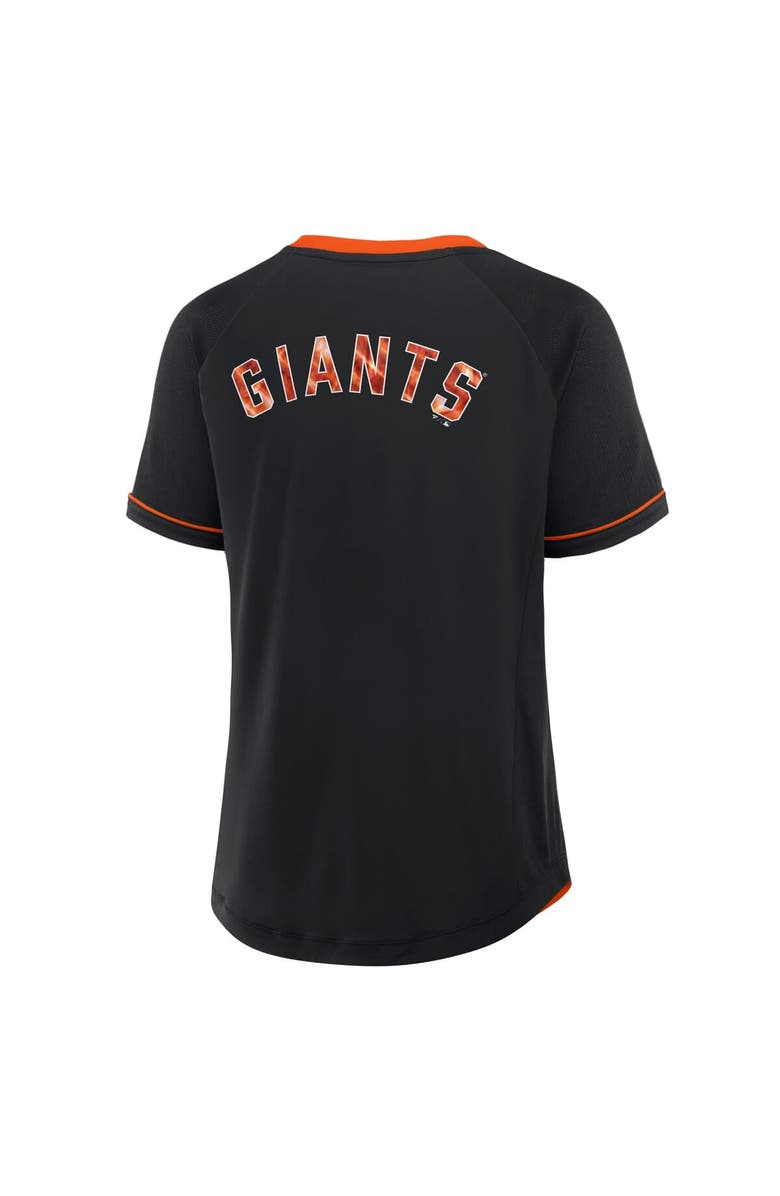 FANATICS Women's Fanatics Black San Francisco Giants League Diva Star Raglan V-Neck T-Shirt, Alternate, color, 