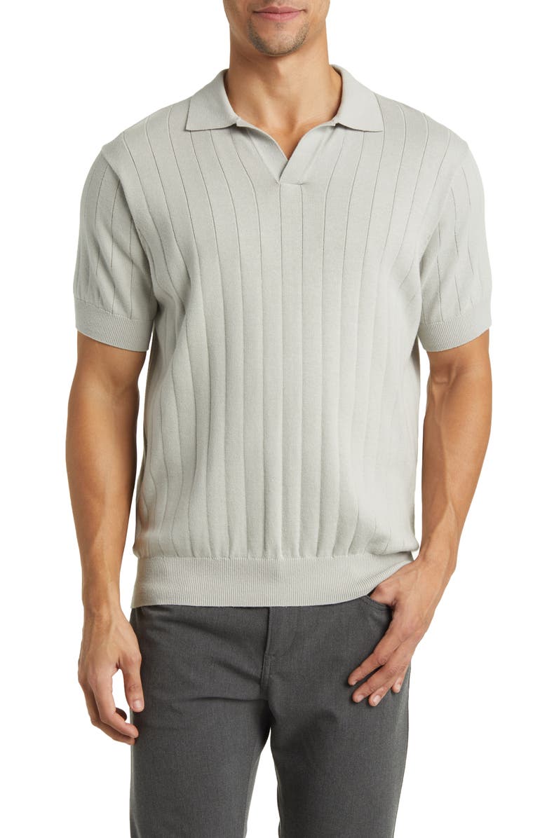 Frey's Crescent Rib Cotton Sweater Polo Rodd & Gunn