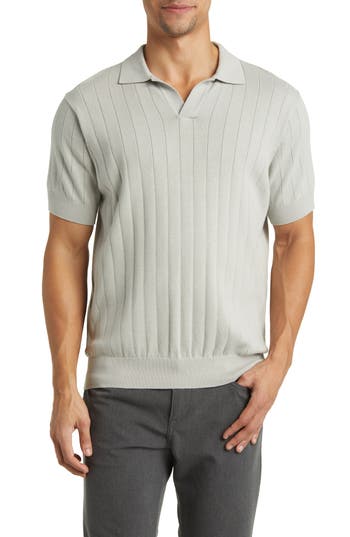 Rodd & Gunn Freys Crescent Knit Short Sleeve Polo Sweater In Gray
