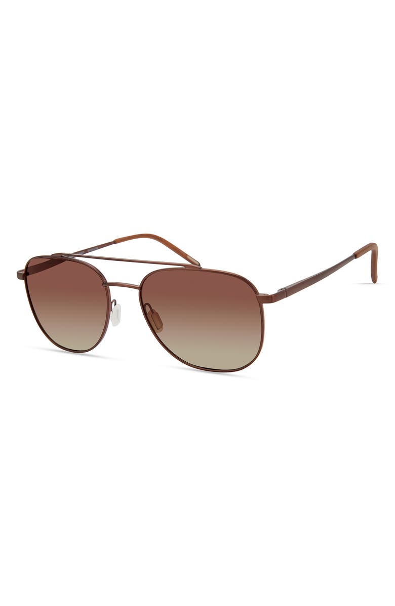 Eco Cebu 56mm Polarized Aviator Sunglasses, Alternate, color, Dark Bronze